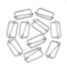 10 chiếc khóa trượt điều chỉnh được hình chữ Nhật, khóa lăn kim loại, phụ kiện tự làm ví, túi xách, dây đeo thắt lưng. - bạc - Xem 8