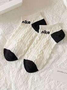 1/5 Pairs Random Black & White Bow Knot Breathable Cute Sweet Short Socks, Suitable For Daily Commute Outfit, Spring/Summer - Multicolor - View 6