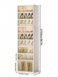3/6/9-Layer Foldable Shoe Rack Suitable For Wardrobe Entrance. Stackable Transparent Shoe Storage Box With Lid. Large Shoe Rack With Door Height. Plastic Storage Cabinet Easy To Assemble - View 10
