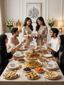 6件裝可愛羊咪設計開齋節 Al-Adha 糖果盒，3D 紙製卡通小羊甜點容器，創意伊斯蘭節慶派對伴手禮袋，可愛文化禮品盒，開齋節 Al-Adha 禮物，時尚中性慶祝糖果盒附手柄，適合穆斯林家庭與活動策劃者的節日派對禮物 - 多色 - 查看 3