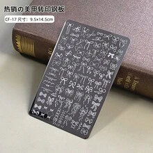 Khuôn dập móng tay họa tiết nơ dễ thương, khuôn dập móng tay hình hoa hồng, bướm và lá, khuôn dập móng tay hình trái tim, sao, trăng, ren và hoa. Dụng cụ làm móng. - Nhiều màu - Xem 5