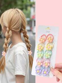 10pcs/Pack Colorful Bowknot Hair Ties, Cute Girl Elastic Hair Bands, High Elasticity No Damage Daily Use - Multicolor - View 1