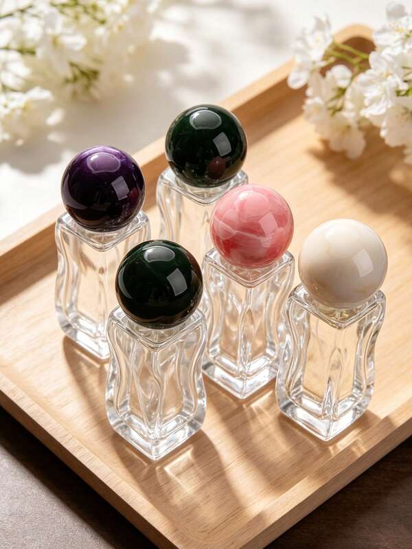 TSA 30ml Wavy Glass Perfume Spray Bottle, Marble Swirl Ball Cap 5 Colors, Leakproof Refillable Mini Purse Dispenser With Free 3-In-1 Filling Tools, Travel Cosmetic Container For Air Travel Holiday Gift Men Women