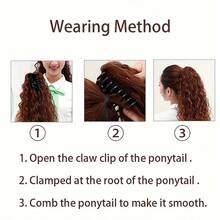BINF Water Wave Human Hair Ponytail Clip-In Hair Extension 8-24 Inches Real Hair Ponytail Extension For Women Daily And Party Use Easy To Wear - Natural Black - View 6
