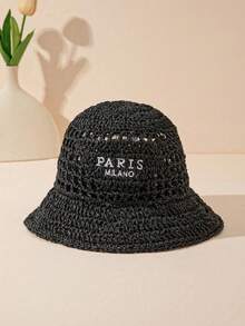 1 chiếc mũ rơm móc thủ công kiểu Bohemian hình tam giác ngược "Paris Milan" dành cho nữ, lý tưởng cho trang phục đi biển. - Paris trống rỗng - Xem 9