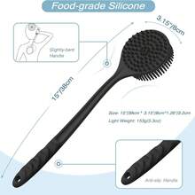 1 chiếc bàn chải tắm cán dài bằng silicon, bàn chải chà rửa hai mặt, bàn chải massage khi tắm, bàn chải chà lưng dày. - B - Xem 1