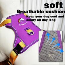 Adjustable Padded Reflective Oxford Cloth Anti-Pulling Dog Harness, Suitable For Large Dogs. No-Pull Dog Harness, Front Clip, Heavy-Duty Reflective Design, With Easy-Control Handle, Suitable For Walking Large Dogs. - Purple - View 6