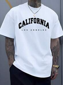 Inspired By The Urban Energy And Free Spirit Of California And Los Angeles, Conveying A Sense Of Adventure And Connection To Modern Street Culture, This Men's Plus-Size T-Shirt Is Made Of 100% High-Quality, Comfortable Cotton (II6P). - 黑色 - 查看 5