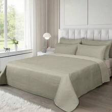 Two-Tone Air Conditioning Duvet And Pillowcase Set, Includes 1 Duvet And 1/2 Pillowcases, Made With A Soft And Comfortable Filling Process, Breathable Design To Keep Cool And Comfortable, Easily Integrates Into Any Bedroom Decor - 淺米深米 - 查看 2