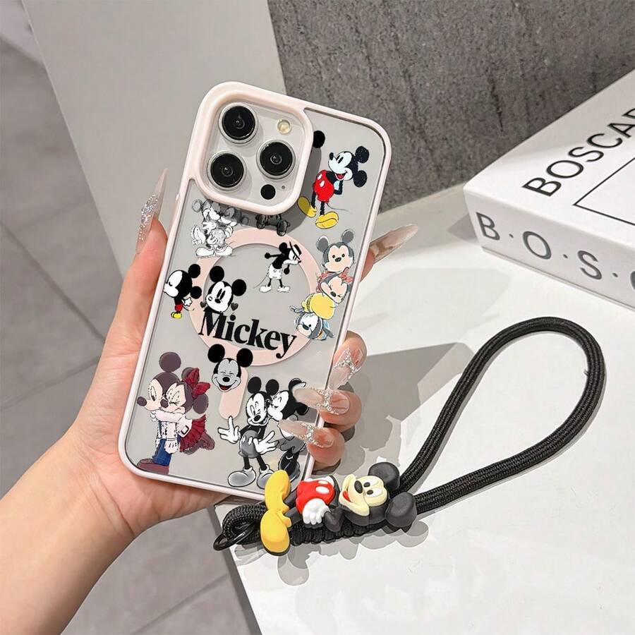 This Disney Mickey Mouse Lanyard Phone Case Is Fully Covered In TPU Material, Features Strong Magnetic Closure, Is Shockproof And Lightweight, And Is Compatible With IPhone17/16/11/13/15/15 Plus/15 Pro/15 Pro Max/12/14 Pro Max/11 Pro Max/12 Pro/12 Pro Max/13. This Phone Case Is A Popular Birthday Gift Or Business Gift Choice; It Is Durable, Stain- And Fingerprint Resistant, And Suitable For Both Men And Women. The Set Also Includes A Mickey Mouse Phone Case And A Mickey Mouse Plush Bracelet, Making It A Perfect Gift For Friends And Family. This Stylish Phone Case Is Fun, Lightweight, And Durable. IPhone17 Pro Max Phone Case, Minnie Mouse Phone Case. - Hồng - Xem 1