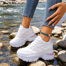 Damen Herbst/Winter Neue Glitzer Plateau Sneaker, Dicksohlige Casual Mode Vielseitige Laufschuhe - Babypink - Übersicht 4