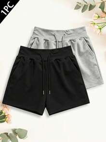 1 chiếc quần short nữ cạp cao, lưng thun, có túi bên hông, quần short thể thao thoải mái, phù hợp cho các hoạt động ngoài trời, chạy bộ, du lịch, tập luyện và mặc thường ngày. - màu đen - Xem 7