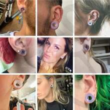 1 Pair Double Flared Nature Stone Ear Tunnel Plugs Gauges For Ear 4G 2G 0G 00G 1/2 Gauge Earrings Piercing Jewelry For Men Women - 粉色 - 查看 2