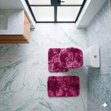 3-Piece Set Of High Pile Bath Mat. - 葡萄酒 - 查看 5