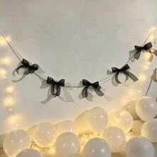 1 vòng hoa ruy băng nơ ngọc trai, trang trí tường ruy băng đen lãng mạn, thích hợp cho phòng ngủ, nhà cửa, nhà bếp, đám cưới, bàn ăn, trang trí trung tâm, văn phòng, sân vườn, ngoài trời và trang trí mùa cưới. - Nhiều màu - Xem 3