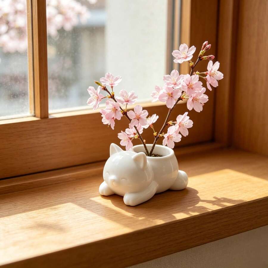 1/2个猫咪花盆，迷你猫咪花盆，多种颜色可选，塑料材质，睡猫造型花盆，小型多肉植物盆栽，适合室内植物，可爱家居桌面装饰礼品