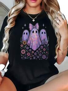 Talllus - Talllus Crew Neck T-Shirt For Halloween - Black - View 1
