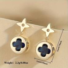 2 đôi bông tai hình cỏ bốn lá vuông tối giản thời trang đính đá Cubic Zirconia, thích hợp để đeo hàng ngày, đi chơi, hẹn hò hoặc làm quà tặng. - Nhiều màu - Xem 6