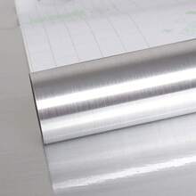 1 Roll Silver Stainless Steel Contact Paper, Rust-Proof, Waterproof, Removable And Reusable Wallpaper For Metal Surfaces, Kitchen Cabinets, Refrigerators, Elevators, Home Decor, Renovation, Art Wall - Brushed Silver - View 2