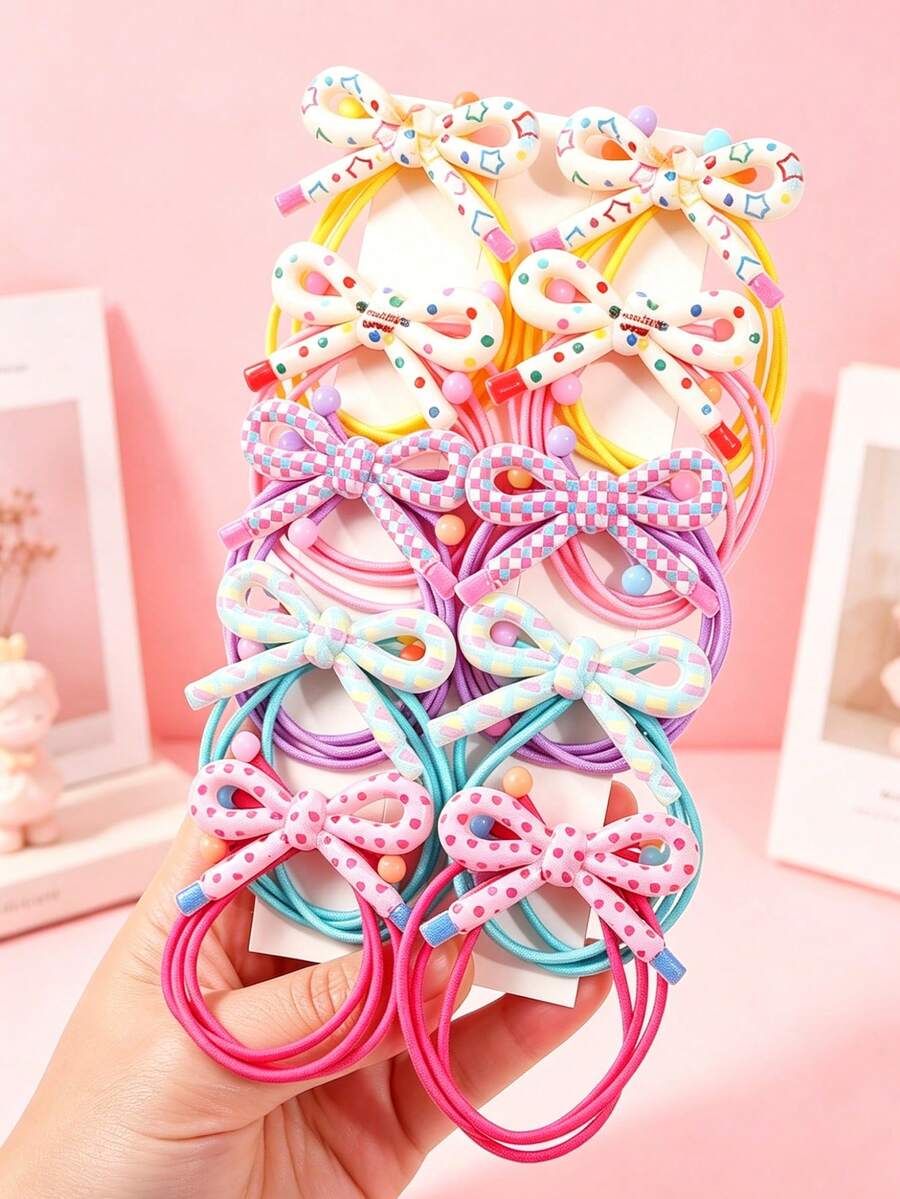 Bộ 2 dây buộc tóc hình nơ cho bé gái, dây chun buộc tóc nhiều màu sắc dễ thương, không gây đau tóc, phụ kiện tóc màu kẹo ngọt ngào cho bé gái để sử dụng hàng ngày. - dây buộc tóc - Xem 1