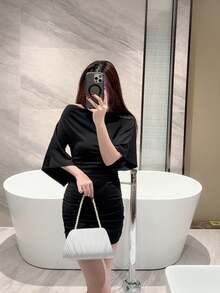 Túi Moonlit Eve, 1 chiếc ví cầm tay satin xếp ly tối giản, túi xách đính ngọc trai lãng mạn, thích hợp cho các bữa tiệc, đám cưới, lễ tốt nghiệp, có thể phối cùng trang phục lễ hội, váy dạ hội và váy đính sequin. - trắng - Xem 10