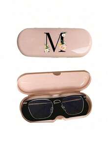 Hard Eyeglass Case With A-Z Letter & Pink Daisy Flower Print, Portable Protective Eyewear Case, Waterproof Dustproof Glasses Storage Box, Suitable For Students Daily Use, Mother's Day Gift, Fits Regular Glasses And Fashion Glasses - Multicolor - View 4