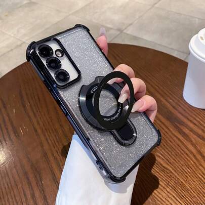 2026 Novo Caso de Telefone Transparente com Glitter Compatível com MagSafe, Proteção Anti-Queda de Quatro Cantos - Glitter Transparente com Suporte Invisível Absorvente de Choque, Capa Protetora Compatível com Iphone Transparente Magnético Compatível com Samsung S26/25/24/23/22/21 Caso de Telefone S/Adequado para Redmi Note 15/14/13/12/11 Feliz Duplo Festival/Compatível com Samsung A12/3/4/5/6/7/8/9/9/8/7/6/5/4/3/1 Caso de Telefone
