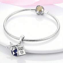 1 Pc Sliver Plated Travel Airplane Ticket Luggage Foreign Architecture Charm Fit Bracelet For Diy Jewelry Making, Ideal Choice For Women Jewelry Gift - Silver - View 2