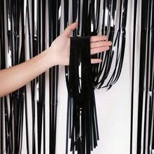 2/3/5 Pcs Silver Metallic Foil Fringe Curtain, Party Backdrops, Birthday Party, Wedding Decoration, Gift Supplies - Black - 查看 5
