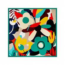 1PC Women's Fashion 90 Square Scarf Printed Scarf Spring Summer Bandana Leopard Print Satin Headscarf - Mint Blue - View 4