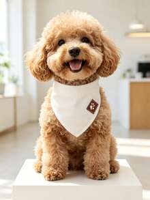 Polyester Casual Pet Triangle Scarf, With Cute Dog Pattern, Pet Supplies, Dog Accessories, Cat Accessories. Suitable For Small And Medium Cats And Dogs For Outdoor And Daily Wear (Not Suitable For Large Dogs). - White - View 3