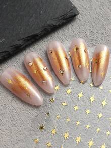 4/2pcs Star Nail Art Stickers, Hot-Stamped Gold, Silver, Laser, Blue Cross Star Patterns 3D Nail Designs, Y2K Cute & Charming Nail Decorations, Self-Adhesive Nail Decals DIY Nail Art Salon Accessories & Supplies - Multicolor - View 4