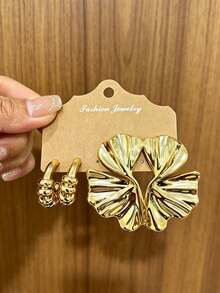 12pcs Gold-Tone Earring Set, Suitable For Daily Wear - Gold - View 4