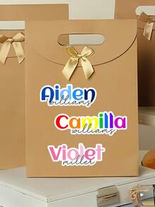 Custom Name Stickers Personalized Text Rainbow Glitter Name Labels Self-Adhesive Waterproof Stickers For School, Notebook, Water Bottle, Stationery - Multicolor - View 5