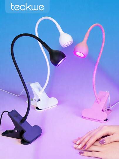 Teckwe 用于烘干凝胶指甲油的LED紫外线灯，夹式柔性桌面迷你USB美甲灯，便携式指甲烘干机，美甲沙龙工具，带夹子的小型美甲灯，可弯曲，床头板夹灯