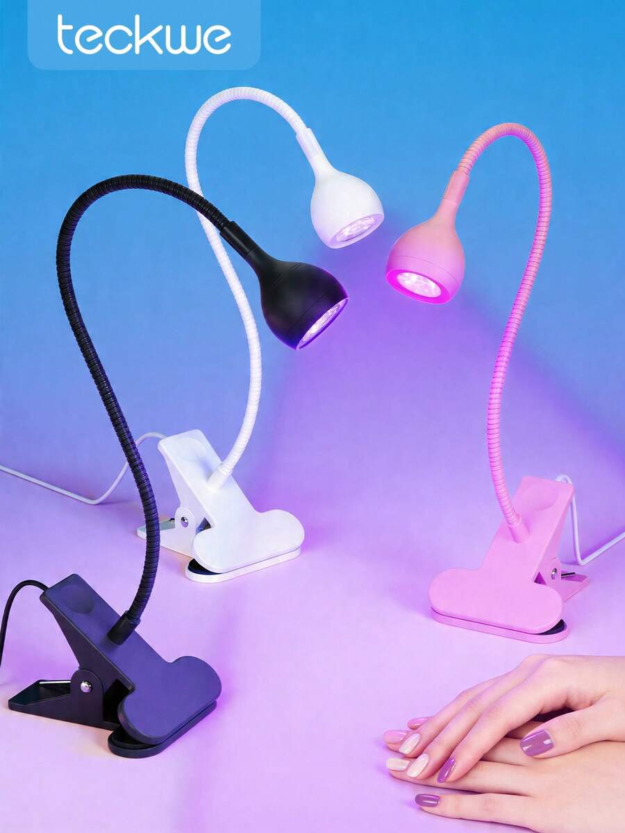 Teckwe LED UV 凝膠指甲油烘乾燈,夾式可彎曲桌面迷你 USB 美甲燈,便攜式美甲烘乾機,美甲沙龍工具,小巧美甲燈,可夾在床頭板的夾燈 - 彩色 - 查看 1