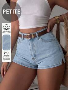Shorts vaqueros cortos de estilo casual y sexy al estilo americano con bolsillos y abertura lateral para el verano - Lavado ligero - Ver 1