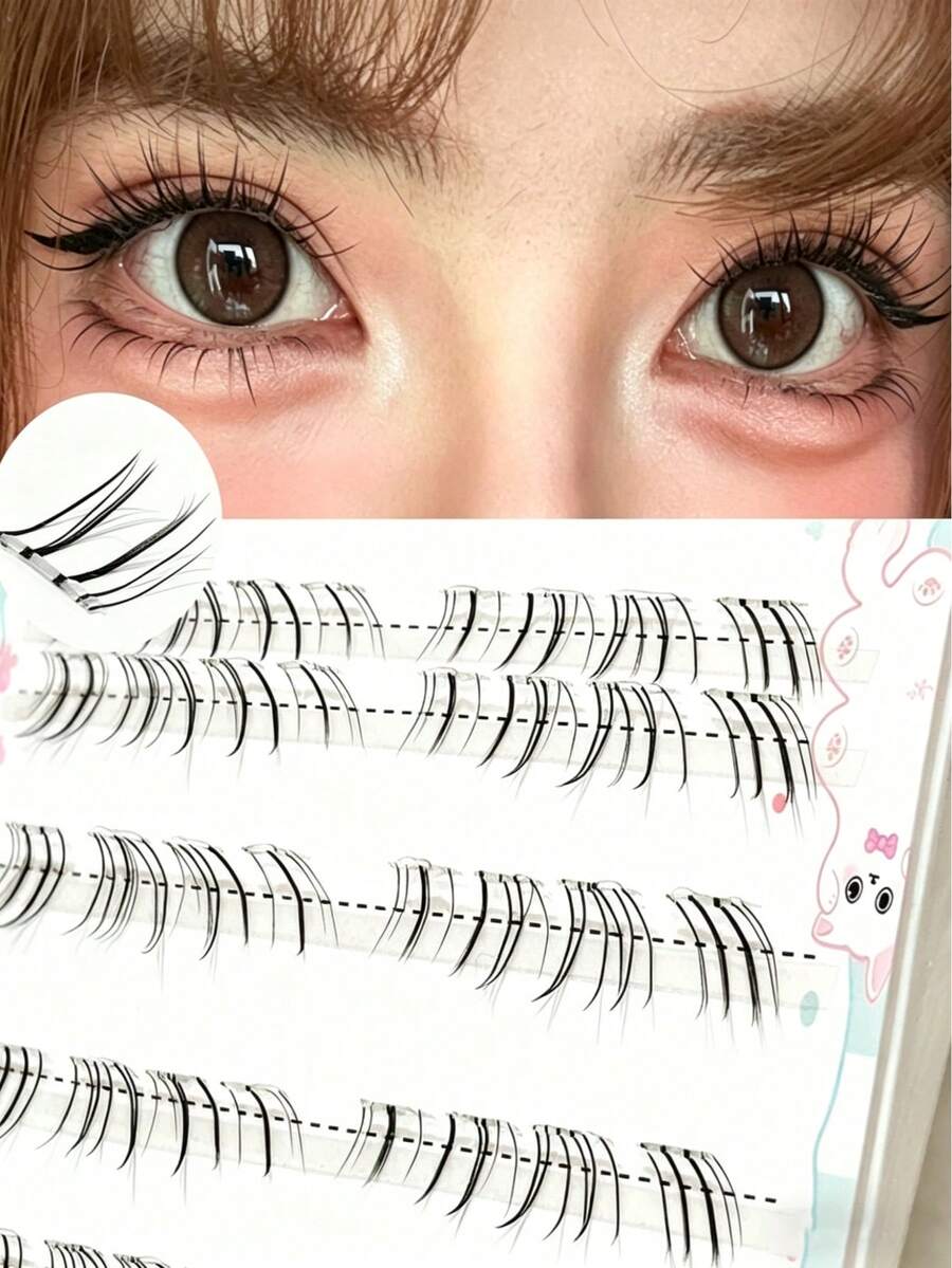 MIXIAOHE 48/80簇狐狸精玫瑰少女下睫毛，根部清晰，嫁接效果自然，手绘逼真，日常佩戴，6-7毫米