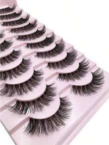 3D Transparent False Eyelashes 10 Pairs - Natural, Fluffy, And Dense Style, Curl Lasting, Lightweight As Feathers, Transparent With Invisible Bands, Instantly Enlarges Eyes - View 6