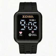 ZOEA Reloj LED Táctil para Hombre, Correa de Silicona Resistente al Agua, Diseño Deportivo y Casual - Negro 1 - Ver 2