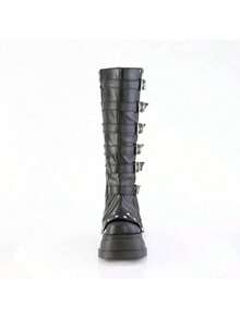 Black Metal Punk Combination Long Boots Cool Platform Height-Enhancing Knee-High Botines Zipper Buckle Leggings Botas - 黑色 - 查看 5