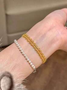 1件 925純銀立方氧化鋯蝴蝶手鍊，送女友的浪漫禮物，高品質女款珠寶 - 金色 - 查看 6