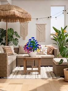 5 ramos de lirio de cala azul artificial, flores de campanilla de colores mixtos, estilo granja americana - resistente a los rayos UV, arbusto de floración de primavera de plástico, no se desvanece - adecuado para decoración del hogar, porche, alféizar de la ventana, maceta, jardín del hogar, decoración de patio, decoración interior/exterior, decoración de primavera/verano - Multicolor - Ver 6