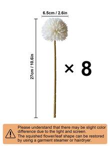 8/16 piezas de Crisantemo, Diente de león e Hortensias artificiales, adecuado como regalo para amigos, novias, decoración de bodas, hogar, oficina, cafetería y fiestas - Blanco - Ver 12