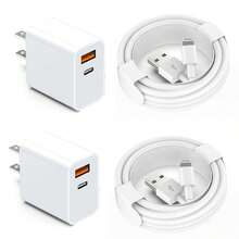 20W PD 美规插头墙式充电器适配器 + 200厘米 USB 转 Lightning 充电线，高速数据传输和快速充电，兼容 14 Pro Max/14 Pro/14 Plus/14/13/12/11/XS/XR/8/7/6 系列 - 美規A型插(110-127V) - 查看 11