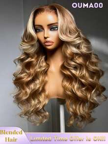 13x6蕾丝前假发，真人混纺发丝，预先拔毛，200密度高清水波纹蕾丝前假发，真人混纺发丝，前额假发，真人混纺发丝假发，女士无胶假发，真人混纺发丝，预先拔毛 - SP4/27 - 查看 2