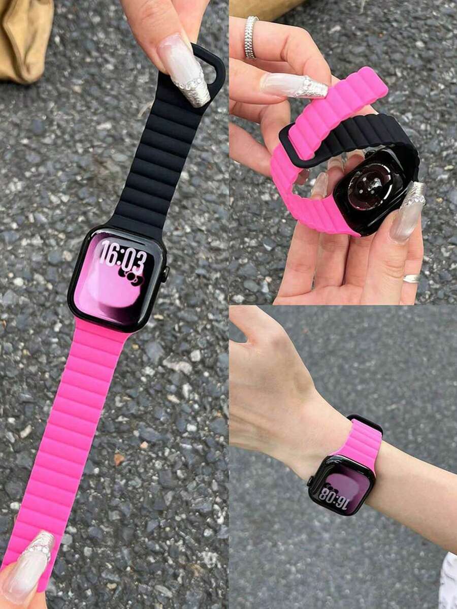 1件通用矽膠磁吸錶帶,相容 42mm、38mm、40mm、41mm、44mm、45mm、46mm、49mm,時尚智慧手錶替換錶帶,適用於 Ultra2、Ultra SE2、SE 11、10、9、8、7、6、5、4、3、2、1 系列,可作為學生返校禮物 - 彩色 - 查看 1