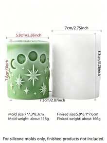 Molde de silicone para velas da série Universo Estrelas e Lua | Molde misterioso para velas de pilar estilo Tarô | Ideal para velas perfumadas / gesso / resina | Macio e fácil de desenformar | Reutilizável e lavável | Crie uma decoração com atmosfera vintage | Ideal para artesãos | Dia dos Namorados / Aniversário / Decoração para o dia a dia | Faça facilmente lindos castiçais com céu estrelado - Molde de Estrela e Lua - Ver 18