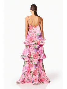 Brick Lane Co. 2026 European And American Summer And Sweet Printed Multi-Layer Cake Long Strap Dress Vacation Outfits Women Summer Outfits Women Dresses Women - 粉紅色 - 查看 2