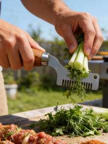 1/2pcs Wooden Handle Onion Chopper, Efficient & Uniform Cutting Kitchen Tool, Manual Scallion/Garlic Mincer, Useful Slicer For Home & Restaurant Prep - Multicolor - View 6